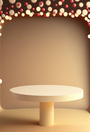 Podium for product advertisement or restaurant menus with colorful background, minimalist designの写真素材