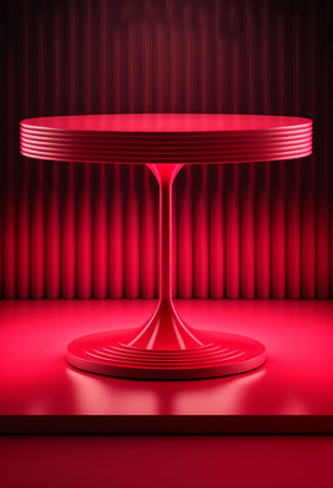 Podium for product advertisement or restaurant menus with colorful background, minimalist designの写真素材