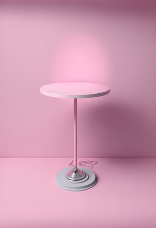 Podium for product advertisement or restaurant menus with colorful background, minimalist designの写真素材