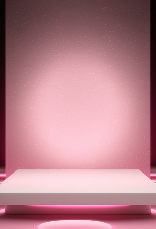 Podium for product advertisement or restaurant menus with colorful background, minimalist designの写真素材