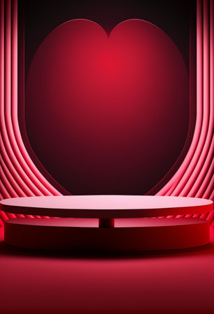 Podium for product advertisement or restaurant menus with colorful background, minimalist designの写真素材
