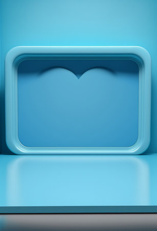 Podium for product advertisement or restaurant menus with colorful background, minimalist designの写真素材