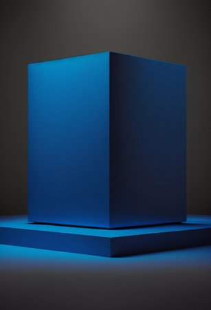 Podium for product advertisement or restaurant menus with colorful background, minimalist designの写真素材