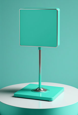 Podium for product advertisement or restaurant menus with colorful background, minimalist designの写真素材