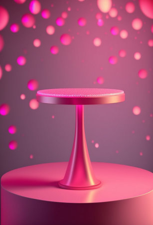 Podium for product advertisement or restaurant menus with colorful background, minimalist designの写真素材