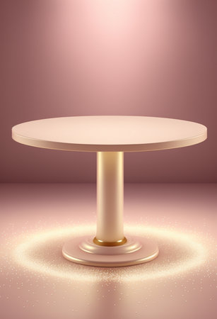 Podium for product advertisement or restaurant menus with colorful background, minimalist designの写真素材