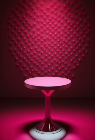 Podium for product advertisement or restaurant menus with colorful background, minimalist designの写真素材