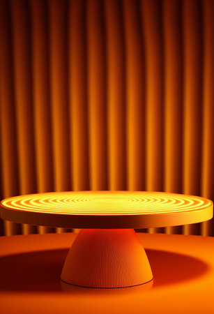 Podium for product advertisement or restaurant menus with colorful background, minimalist designの写真素材