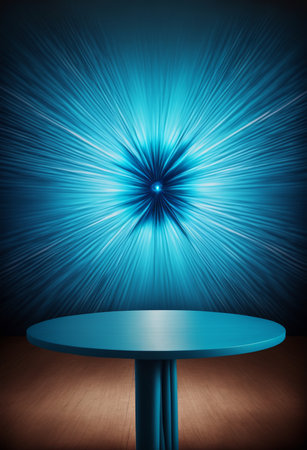 Podium for product advertisement or restaurant menus with colorful background, minimalist designの写真素材