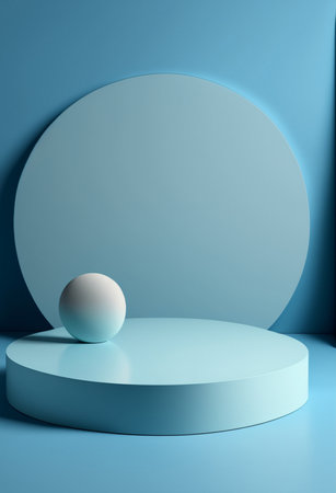 Podium for product advertisement or restaurant menus with colorful background, minimalist designの写真素材