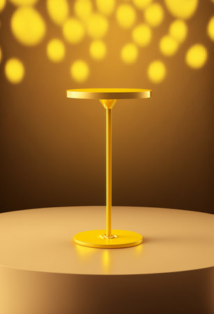 Podium for product advertisement or restaurant menus with colorful background, minimalist designの写真素材
