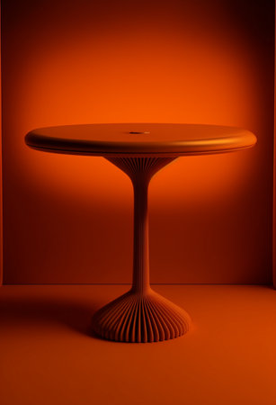 Podium for product advertisement or restaurant menus with colorful background, minimalist designの写真素材