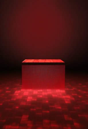 Podium for product advertisement or restaurant menus with colorful background, minimalist designの写真素材