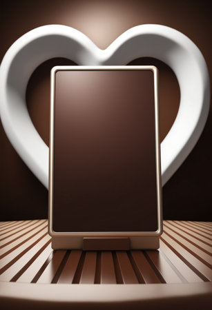 Podium for product advertisement or restaurant menus with valentines day backgroundの写真素材