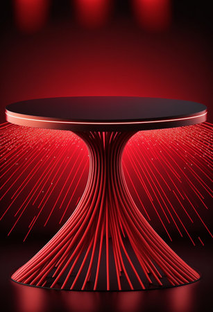 Podium for product advertisement or restaurant menus with colorful background, minimalist designの写真素材