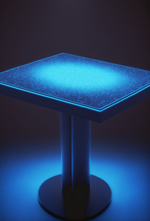 Podium for product advertisement or restaurant menus with colorful background, minimalist designの写真素材