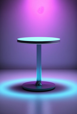 Podium for product advertisement or restaurant menus with colorful background, minimalist designの写真素材