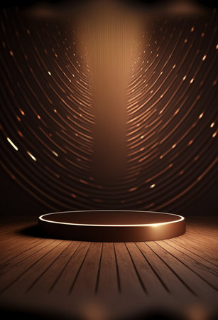 Podium for product advertisement or restaurant menus with colorful background, minimalist designの写真素材