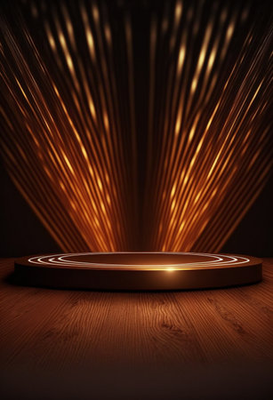 Podium for product advertisement or restaurant menus with colorful background, minimalist designの写真素材