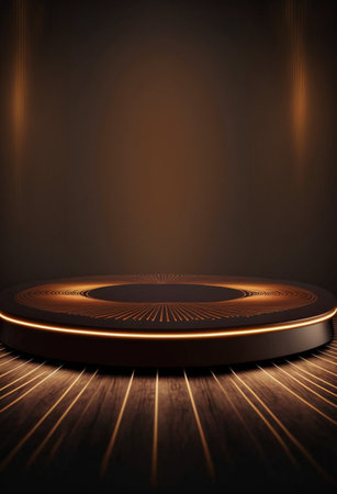 Podium for product advertisement or restaurant menus with colorful background, minimalist designの写真素材