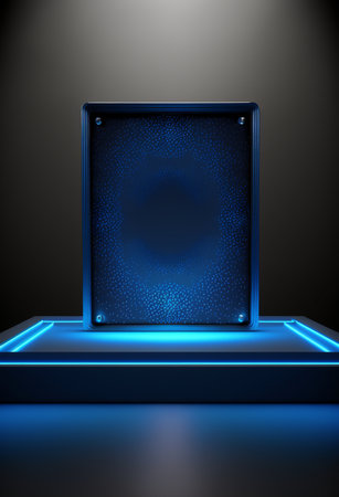 Podium for product advertisement or restaurant menus with colorful background, minimalist designの写真素材
