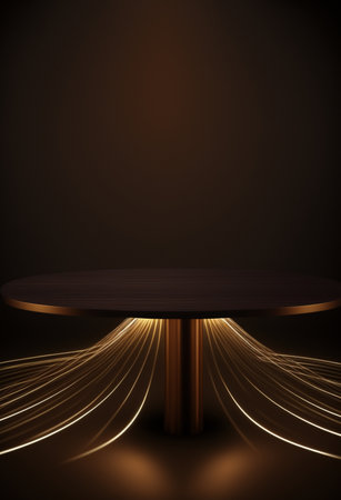 Podium for product advertisement or restaurant menus with colorful background, minimalist designの写真素材