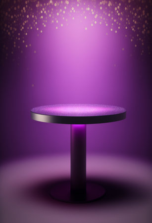 Podium for product advertisement or restaurant menus with colorful background, minimalist designの写真素材