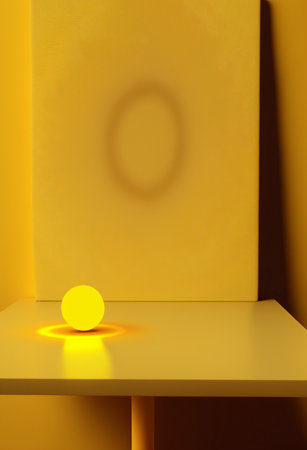 Podium for product advertisement or restaurant menus with colorful background, minimalist designの写真素材