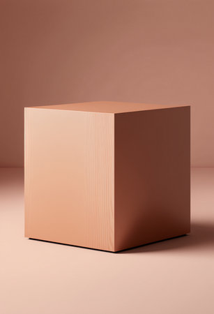 Podium for product advertisement or restaurant menus with colorful background, minimalist designの写真素材