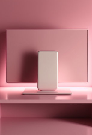 Podium for product advertisement or restaurant menus with colorful background, minimalist designの写真素材