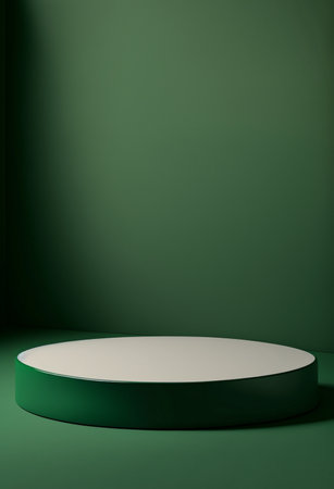 Podium for product advertisement or restaurant menus with colorful background, minimalist designの写真素材