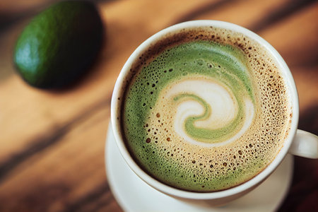 Delicious refreshing ice avocado coffee
