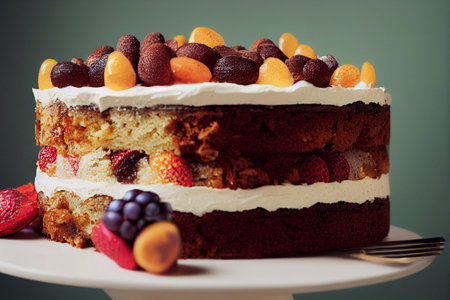 Vertical shot of delicious fruit cake