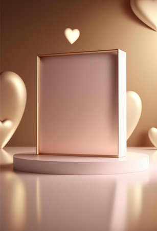 Podium for valentine day product advertisement or restaurant menus with beautiful valentine day backgroundの写真素材