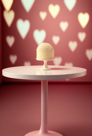 Podium for valentine day product advertisement or restaurant menus with minimalist objects valentine day themeの写真素材