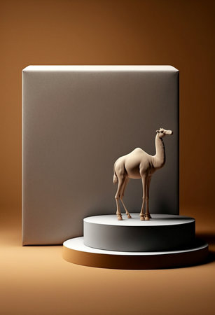 Podium for valentine day product advertisement or restaurant menus with minimalist objects valentine day themeの写真素材