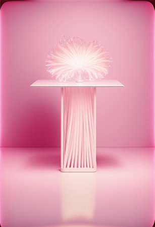 Podium for valentine day product advertisement or restaurant menus with minimalist objects valentine day themeの写真素材
