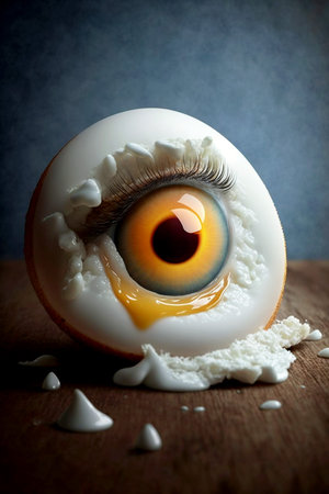 Scary yellow eyes at egg