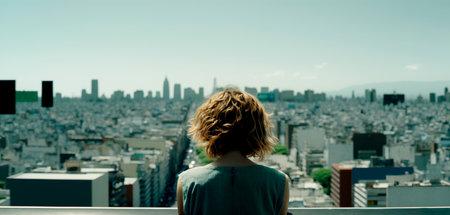 Vertical shot of beautiful strong woman goes to Top-Rated Touristic places