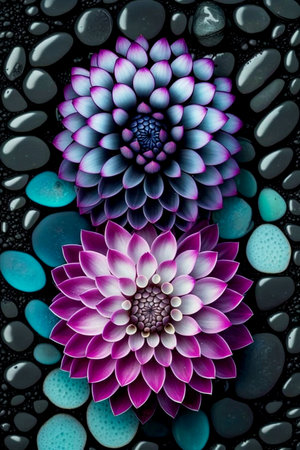 Beautiful colorful hand drawed glass flower