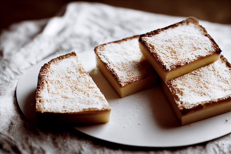 Vertical shot of fresh baked slice of breadsの素材
