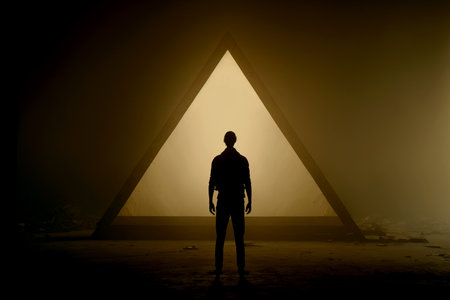 Vertical shot of strong man stands in magical placeの素材