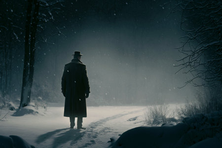 Vertical shot of strong handsome man with coat at winterの素材