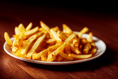Vertical shot of delicious french friesの素材