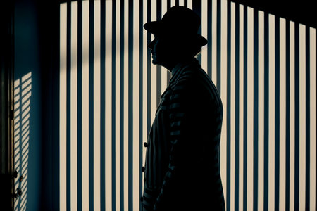 Vertical shot of strong charismatic man with hatの素材