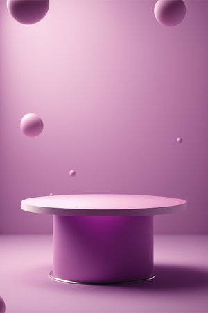 Podium for product advertisement or restaurant menus with beautiful colorful backgroundの素材