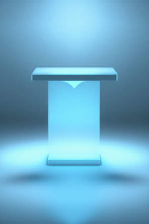 Podium for product advertisement or restaurant menus with beautiful colorful backgroundの素材