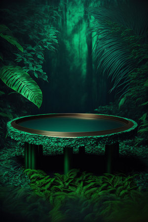 Podium for product advertisement or restaurant menus with beautiful colorful backgroundの素材