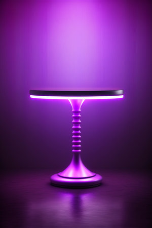 Podium for product advertisement or restaurant menus with beautiful colorful backgroundの素材