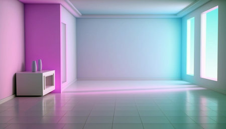 Colorful modern room with lightsの素材